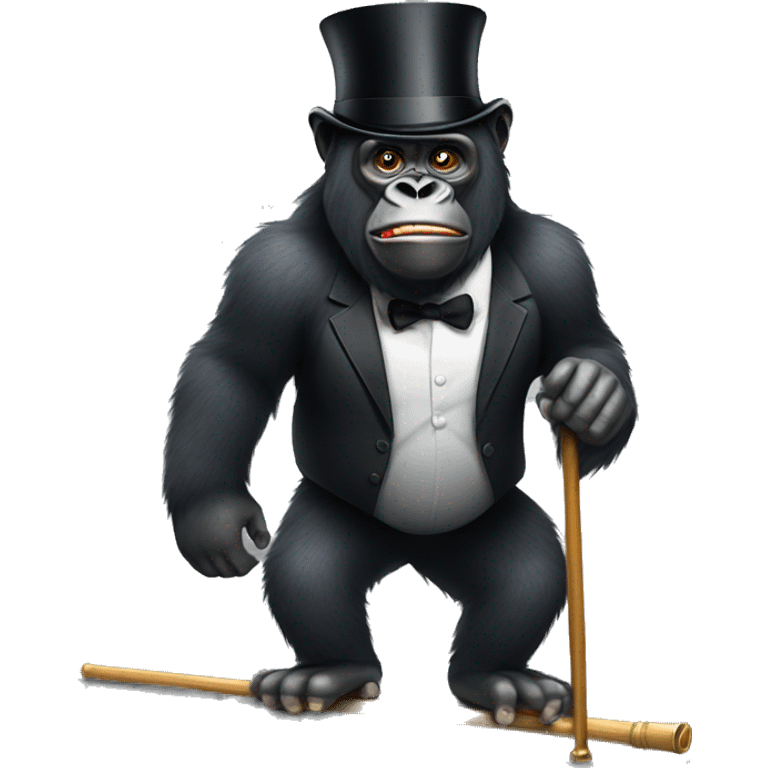 Gorilla wearing a top hat and cane emoji