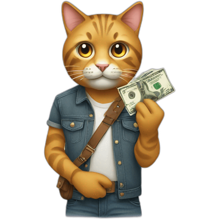 cool cat with money emoji