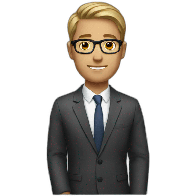 male lawyer short hair transparent glasses emoji