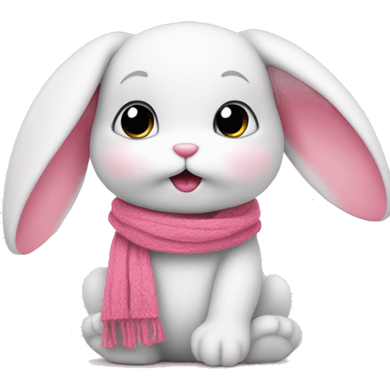 cute bunny with a pinky sweet iced scarf with  emoji