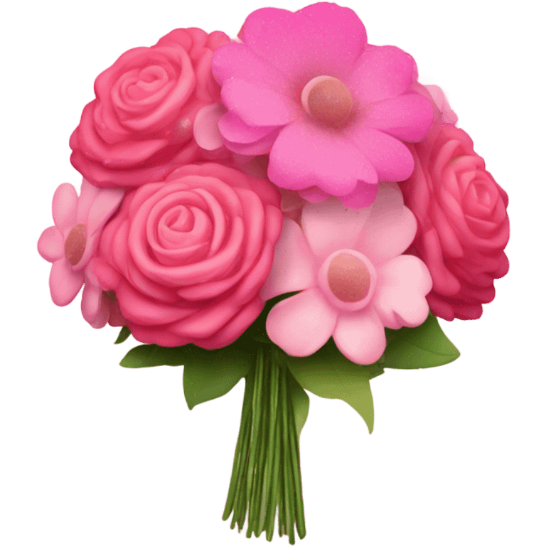 Pink ombre bouquet of flowers with glitter  emoji