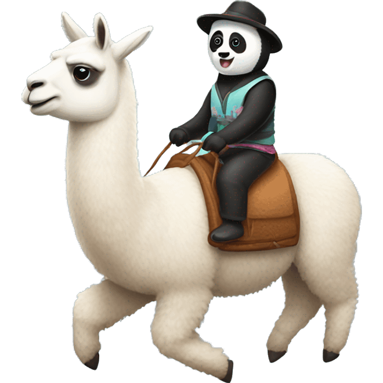 Llama riding panda cute  emoji