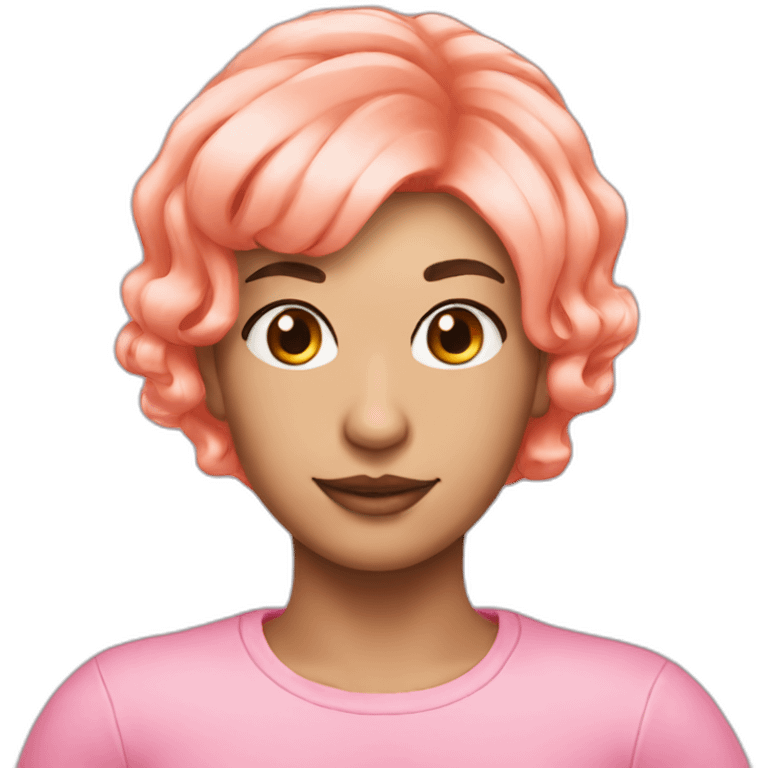 Pink wig thick peach emoji