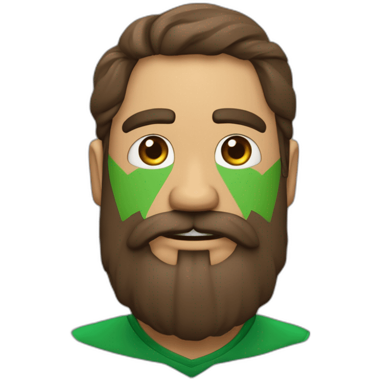 personaje mexicano de poca barba, ojos grandes, nariz ancha, ceja en forma triangular, viste boina y playera tipo polo verde emoji