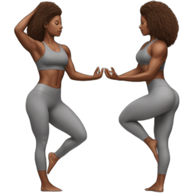 hyper realistic fitness model holding yoga pose bum view emoji