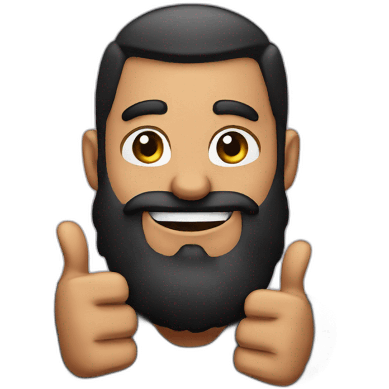 black beard happy Face thumbs up pose hairstyle emoji