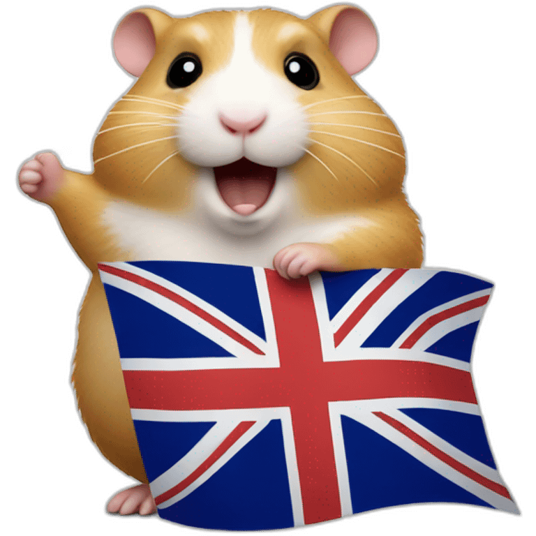 Fat hamster waiving small uk flag in its hand emoji