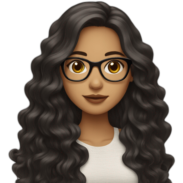 Latina girl with glasses and dark long wavy hair emoji