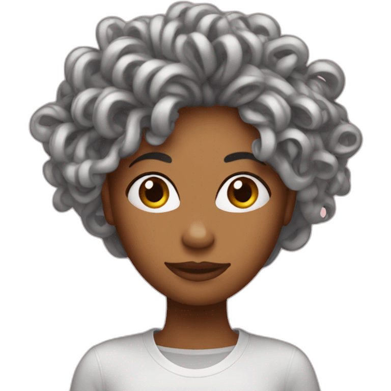 woman with spaghetti hair emoji