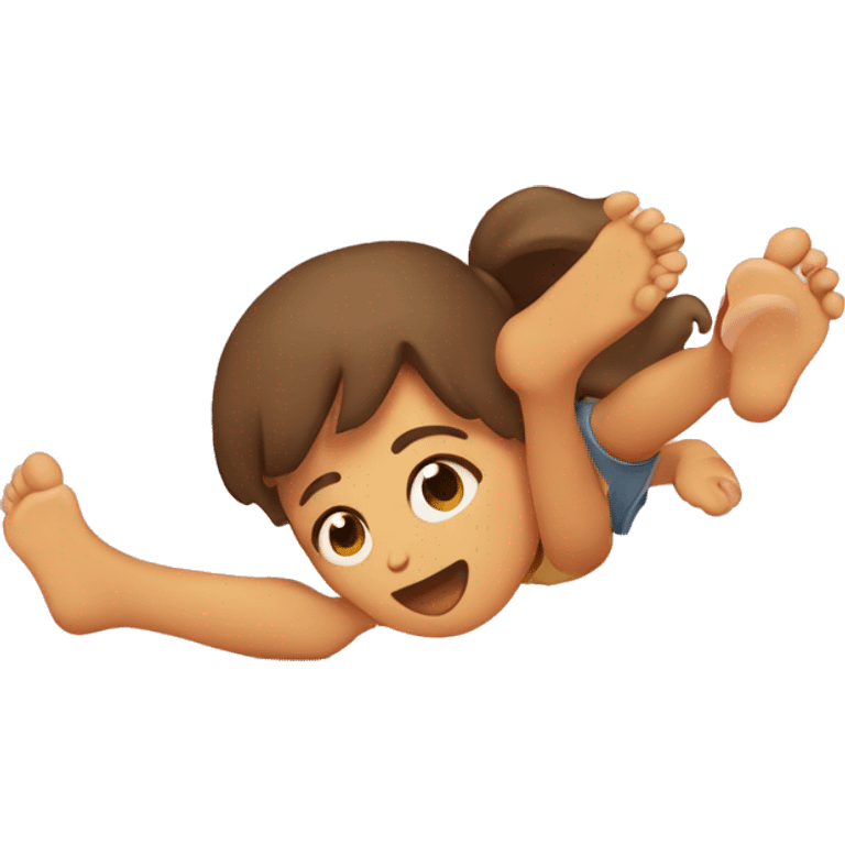 Cute emoji kicking feet while laying down emoji