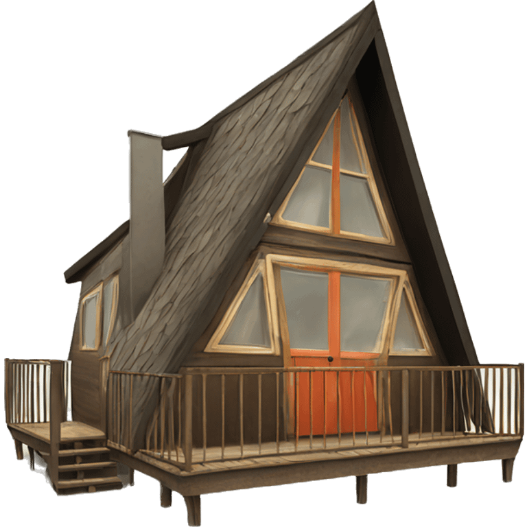 Vintage a-frame cabin with front deck emoji