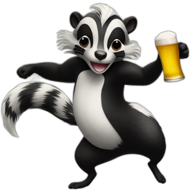 Dancing skunk with a beer emoji