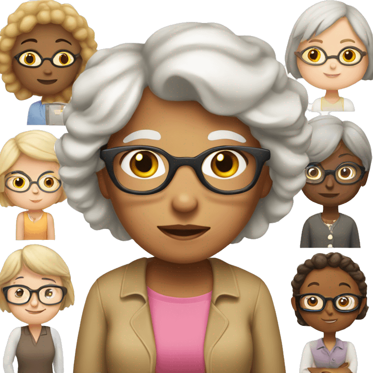 Grandma with Blonde hair and glasses and a girl with brown hair and freckles  emoji