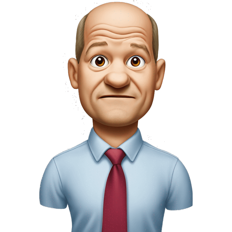 photorealistic Olaf Scholz embarrassed, guiltily shrugs emoji