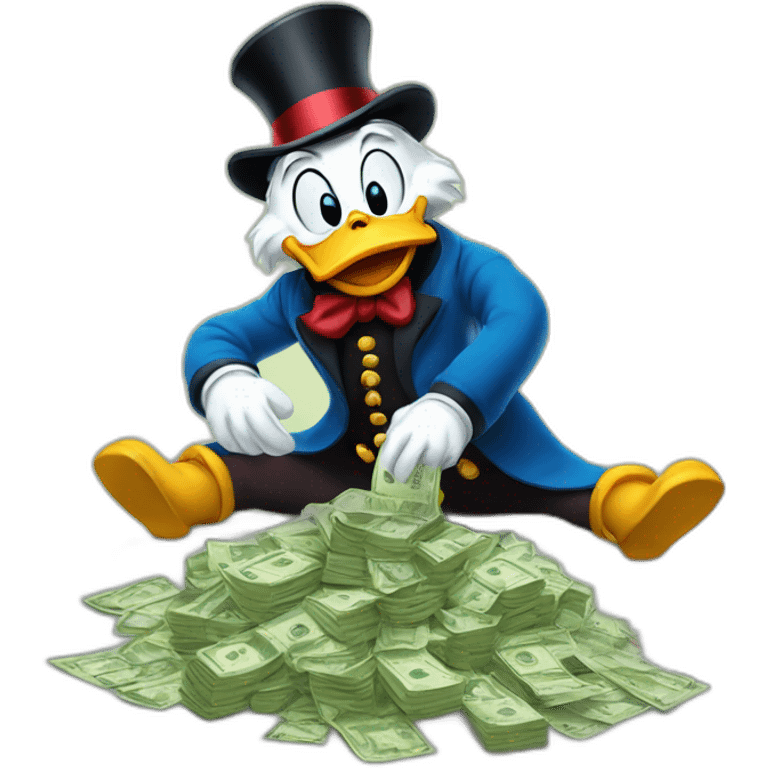 Scrooge McDuck counting money emoji