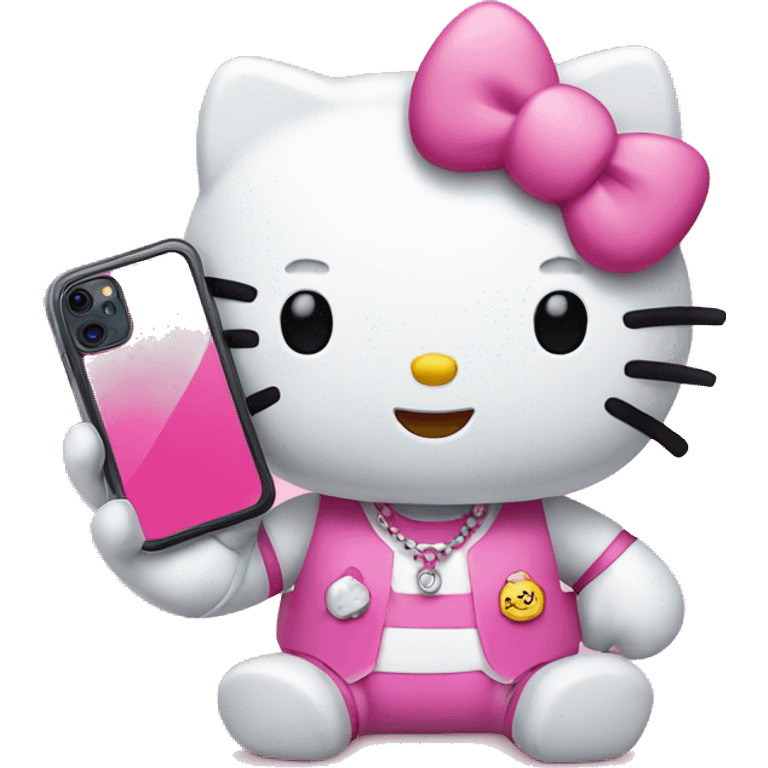 Hello kitty with an iphone emoji