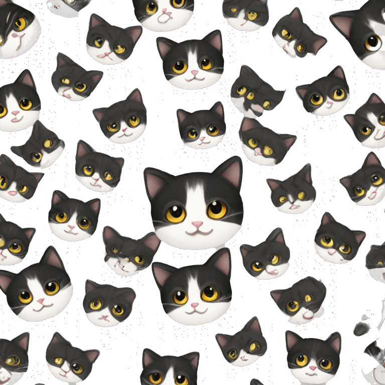 Cute tuxedo cat face emoji