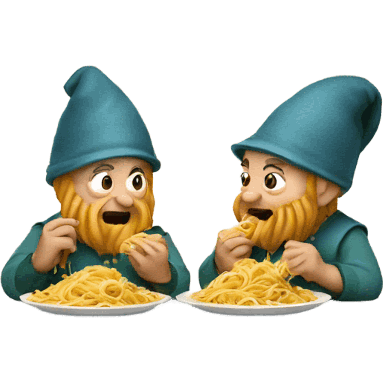 Two dwarves eating pasta emoji