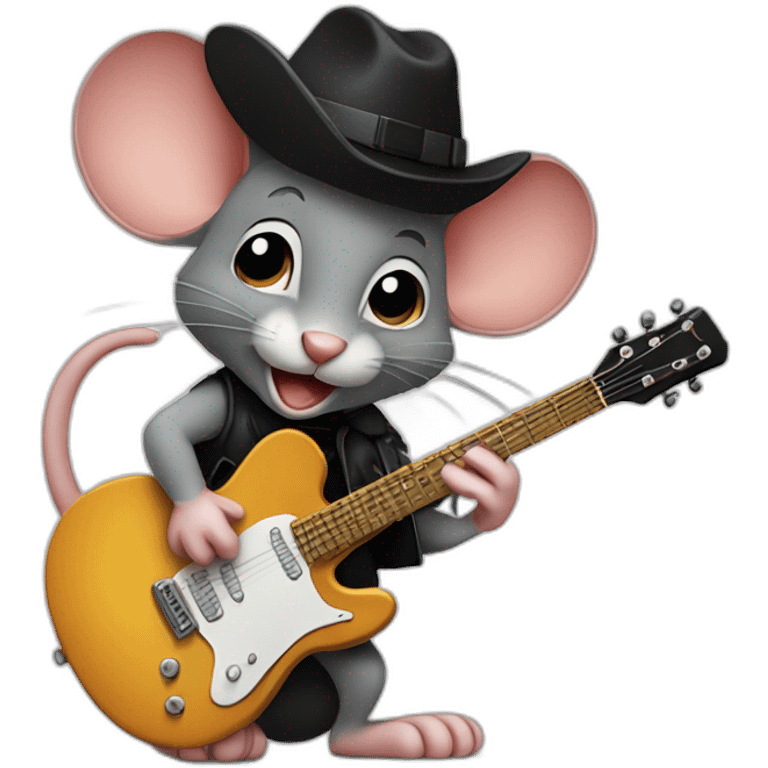 jerry mouse cartoon with black hat and guitar emoji