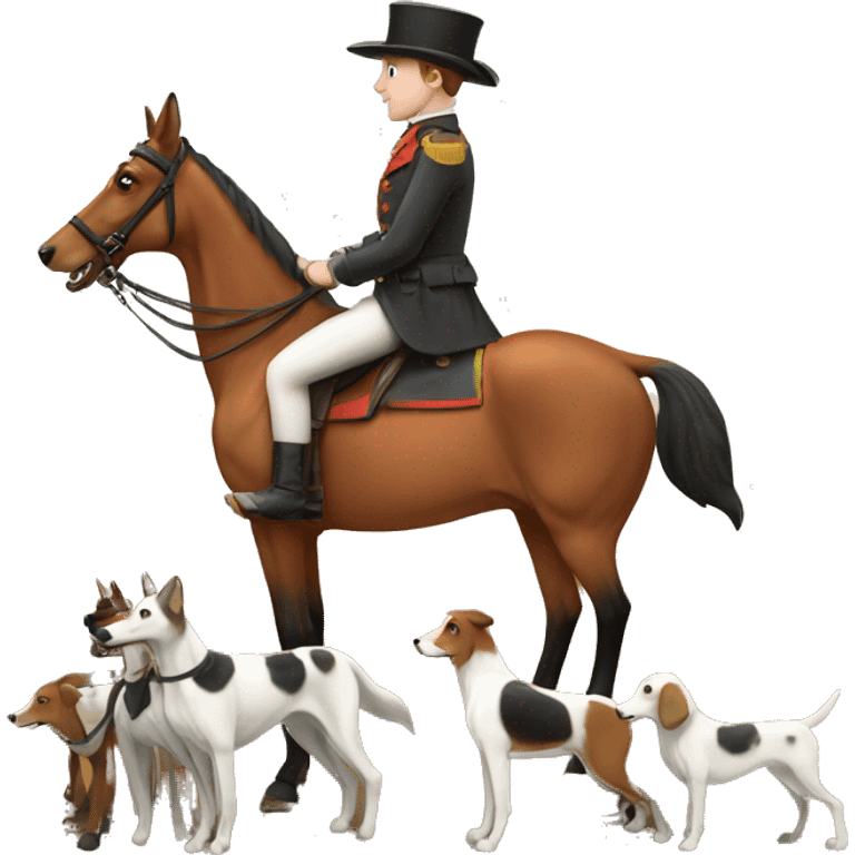 Foxhunting with horses and foyhounds emoji