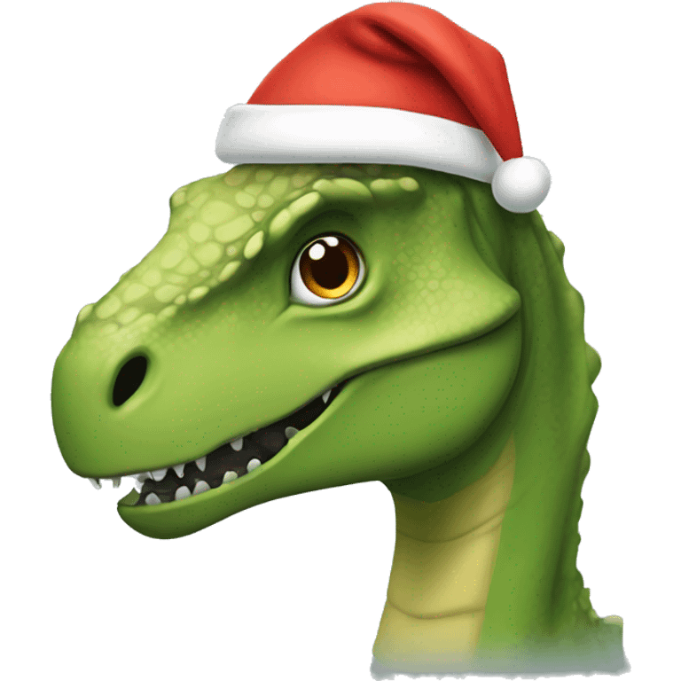 dinosaur with santa hat emoji