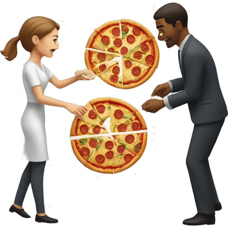 A woman throwing a pizza in a man’s face emoji