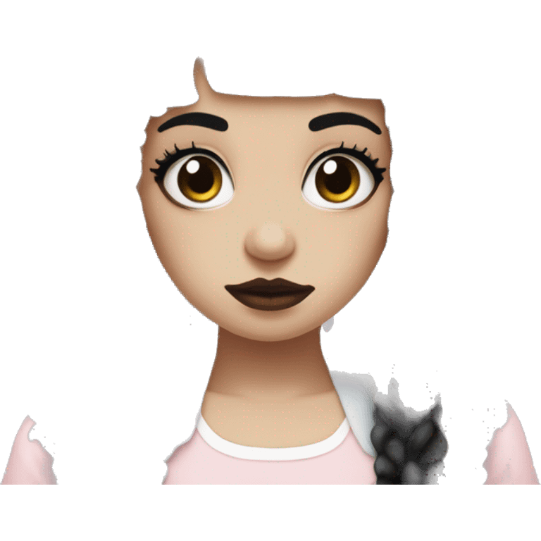 White Woman with black and white middle split dye hair (melanie martinez crybaby style) emoji