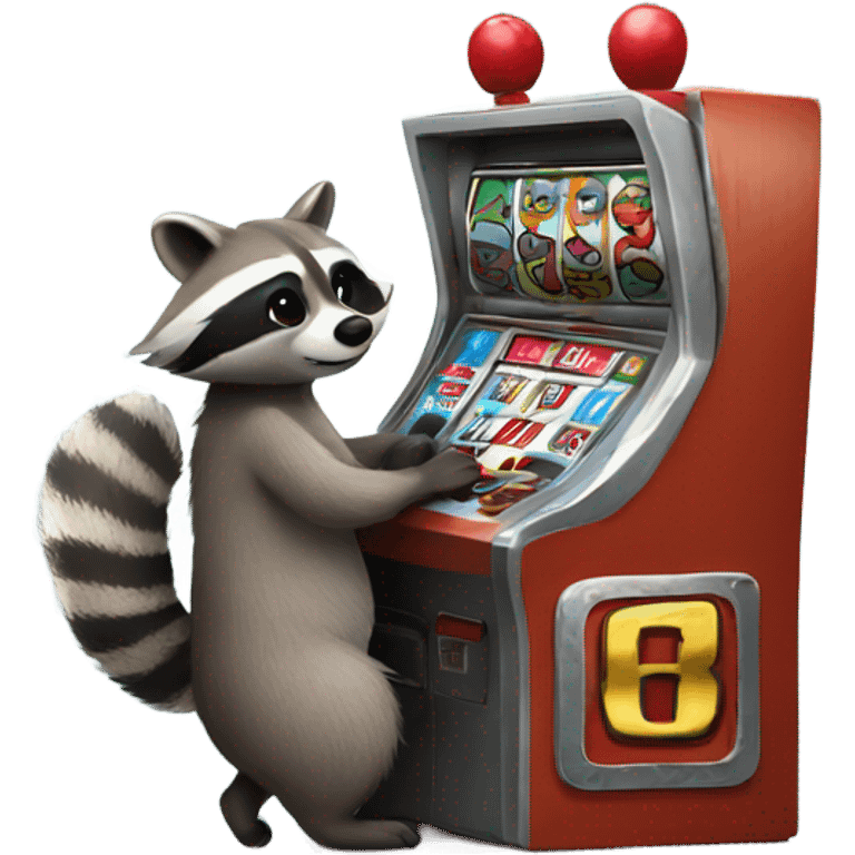 Raccoon playing a slot machine  emoji