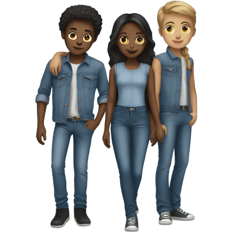 girl with boys in denim emoji