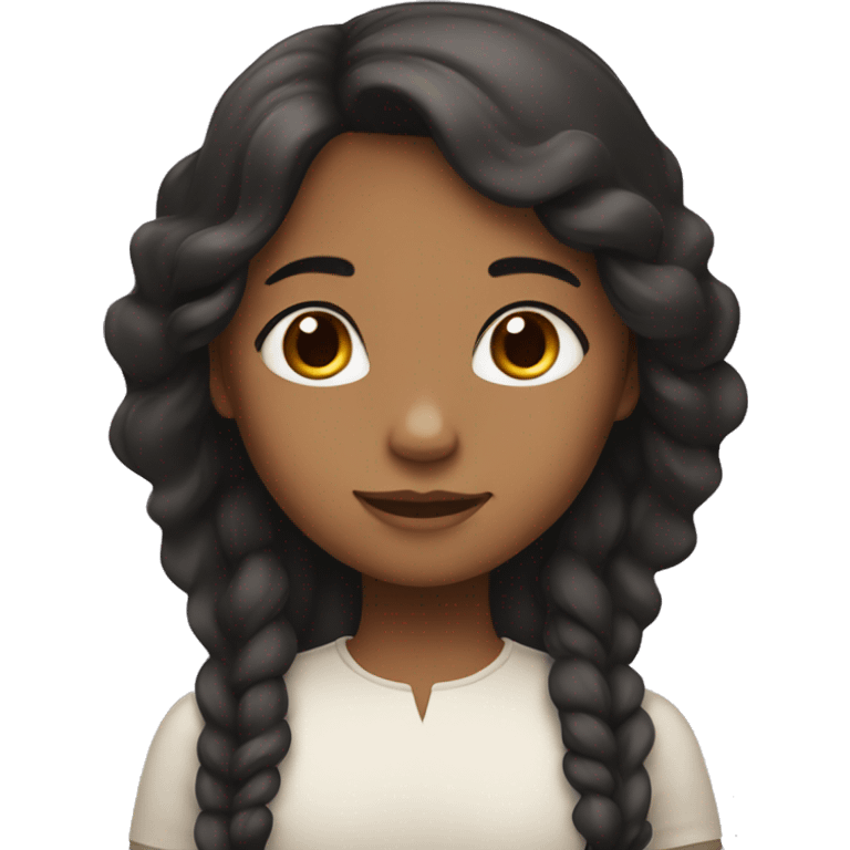 a girl with long black hair, brown eyes and brown skin, who has angel wings emoji