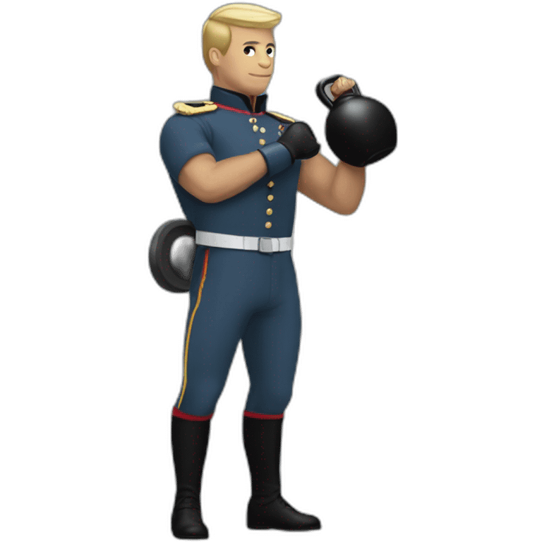 Macron soldier army with kettlebell emoji