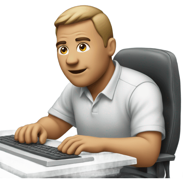 Large man playing computer emoji