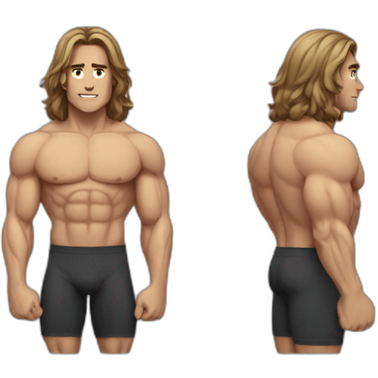 muscle men with middle long hair emoji