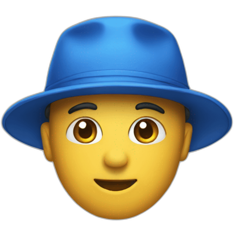 a neutral emoji with blue hat emoji