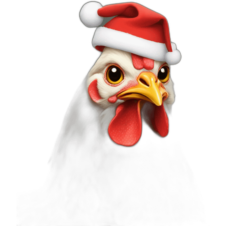 Chicken with a Christmas hat emoji