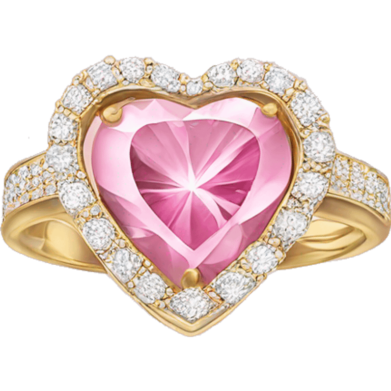 Sliver ring with a pink heart diamond emoji