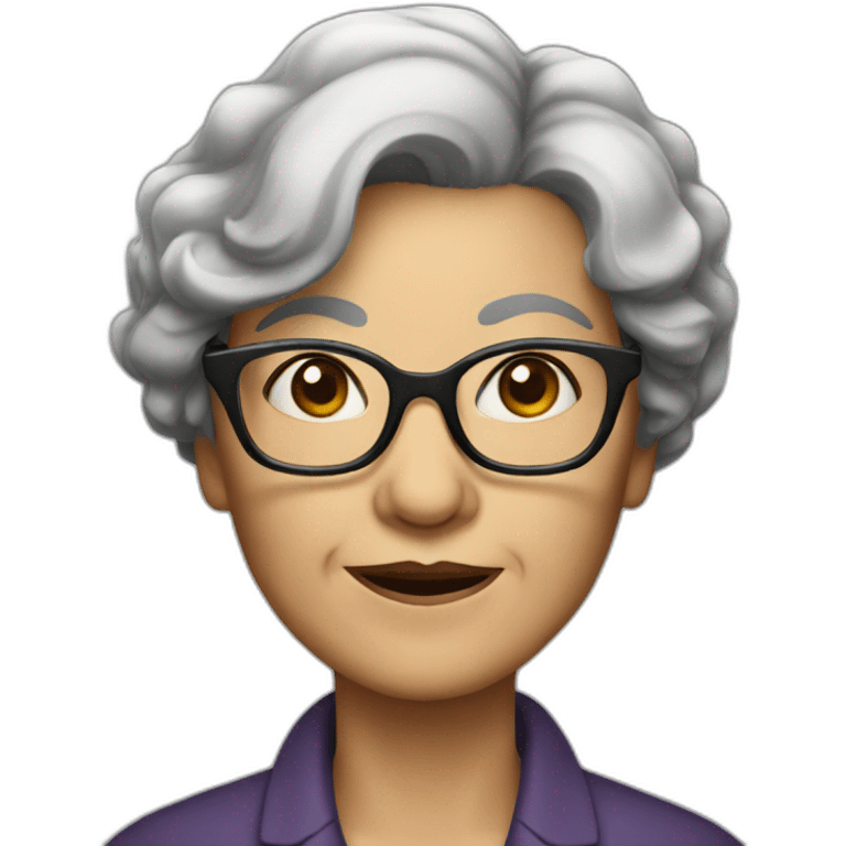 old woman with short wavy black hair and glasses emoji