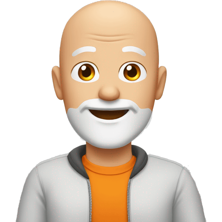 Bald man with orange beard with his hand raising in the air  emoji