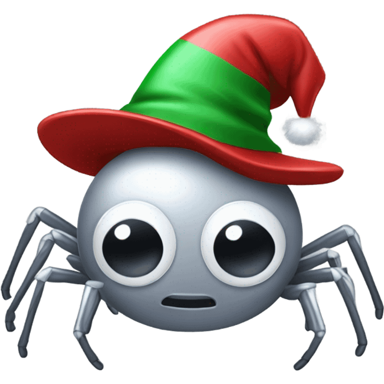 Silver cute Spider with a chrismas hat emoji