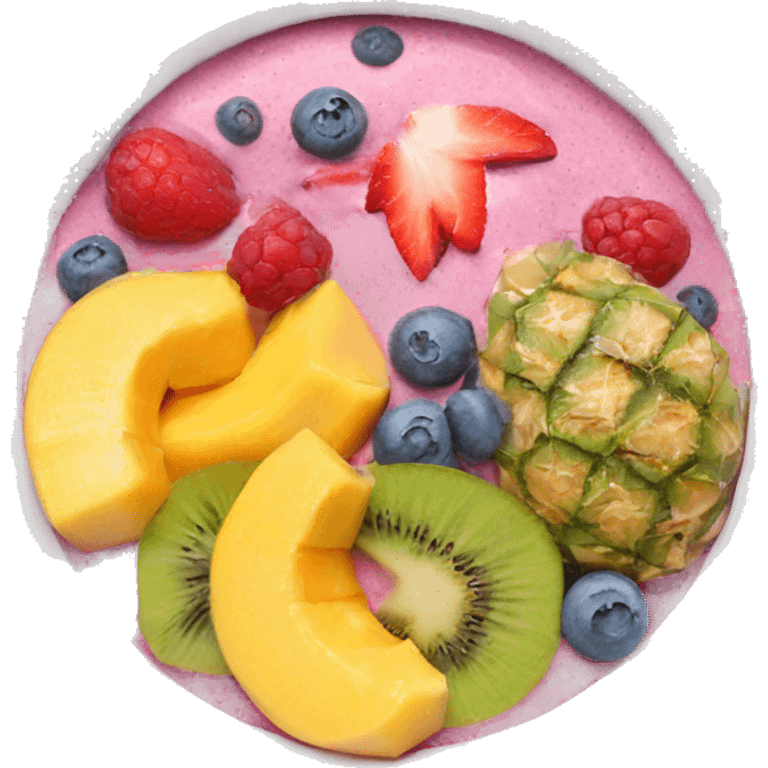 Smoothie bowl with tropical fruits emoji