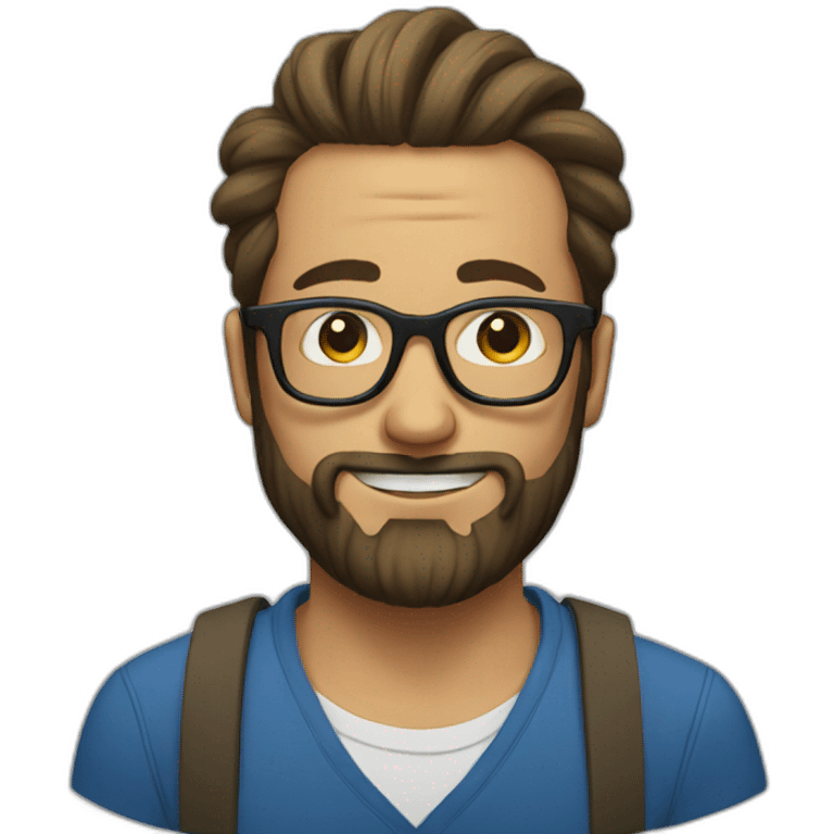 Man with clear glasses and a man bun and beard emoji