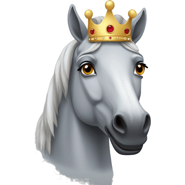 grey horse wearing crown  emoji