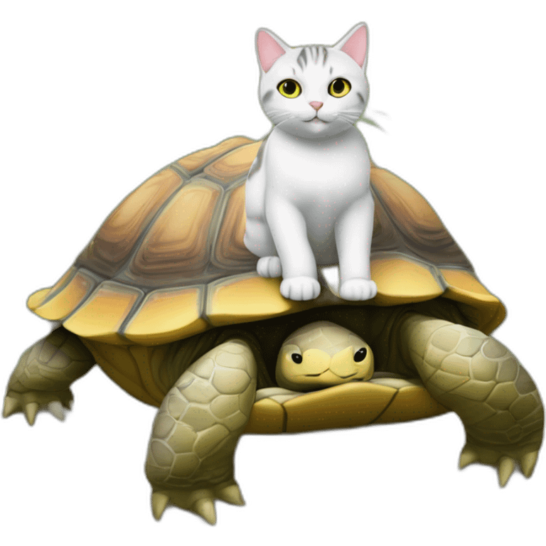 Un chat sur une tortue sur un chie'mn emoji