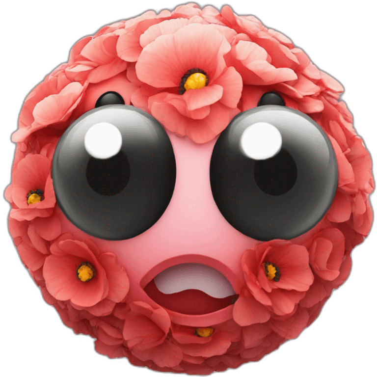 3d sphere with a cartoon poppy texture with big feminine eyes emoji