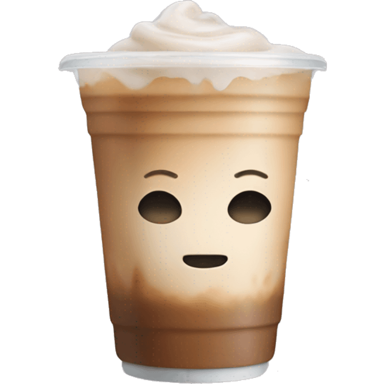 Small iced latte in a plastic cup with no face emoji