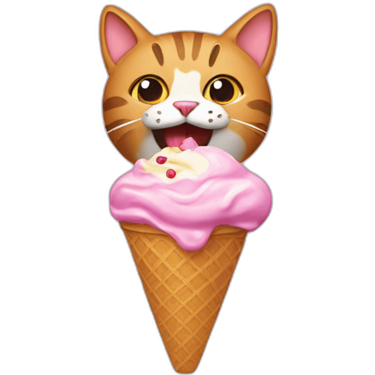 cat eating an ice cream emoji