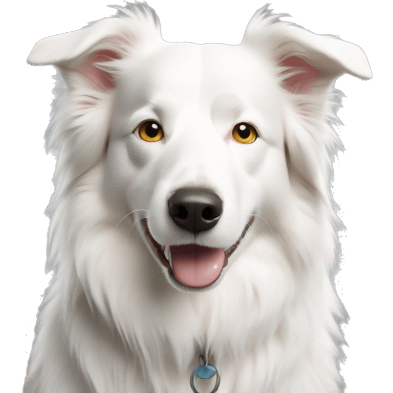 all white border collie  emoji