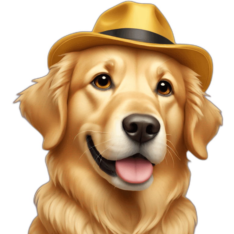 golden retriever with a hat emoji