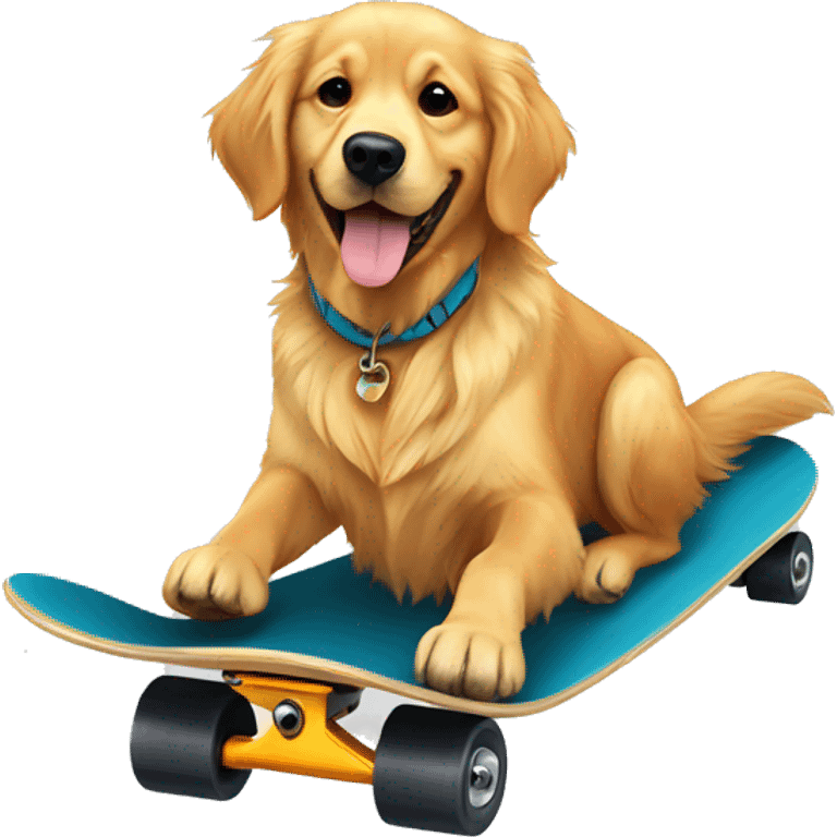 Golden retriever on a skateboard emoji