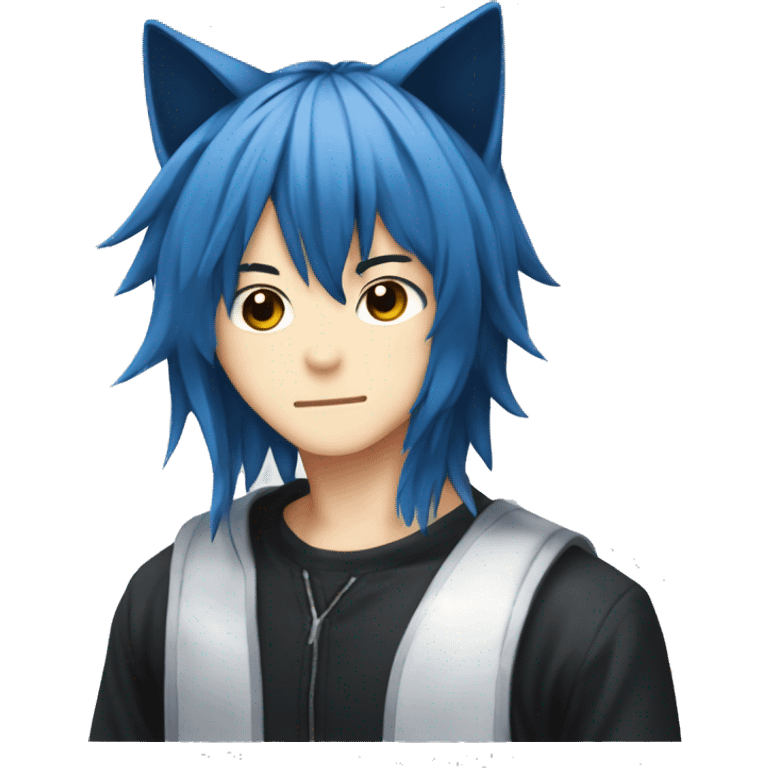 Ikuto blue hair with cat ears from sugo chara anime emoji